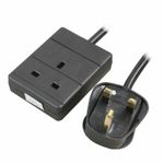 3m 1 Gang Single Way UK 13A Mains Power Socket Extension Lead BLACK [008319]