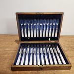 Canteen 12 Place Setting Mother-of-Pearl & Silver Plated Dessert Cutlery