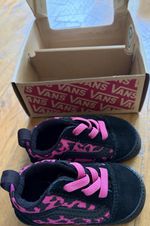 VANS Old Skool Crib Leopard Print Pink Black Trainers Unisex Baby UK 2.5