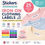 IRON ON Personalised Name Labels Minimalist for Nursery School Uniform Tagging