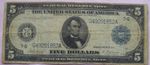 1914 $5 Five Dollar Large SILVER CERTIFICATE BANK NOTE Blue Seal HORSE BLANKET