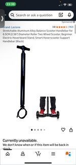 Hoverboard Support Handle Bar for Smart Balance Board Electric Scooter Black