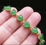 Vintage Style  Malaysia Jade Bracelet 14K Gold Plated