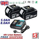 1-2PACK Battery For Makita 18V 5.0Ah LXT Li-ion BL1830 BL1850 BL1860B/ Charger