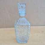 Clear Glass Whisky Decanter 750ml Starburst Pattern Square Bottle With Stopper