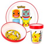 Pokemon 3pcs Bicolor Kids Dinner Tableware Set Plate, Bowl & Tumbler, BPA Free