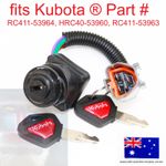 fits Kubota Ignition Switch Starter Barrel RC411-53964 HRC40-53960 2 Keys 459A
