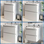 Modern Bathroom Vanity Unit Basin Cabinet Floor Standing Wall Hung Storage White
