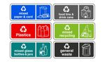 Recycling signs complete pack of 6 essential for recycling bins Design 4