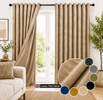 Thick Heavy Velvet Curtains PAIR of Eyelet Ring Top Fully Lined Ready Made 