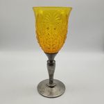 Tudric Pewter Bohemia Crystal Wine Glass Antique Amber