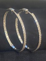2Ct Round Lab Created Diamond Large Huggie Hoop Earring 14K White Gold Plated