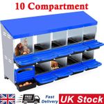 10-Hole Metal Chicken Nesting Box Roll Away Eggs Laying Boxes w/ Removable Tray
