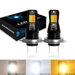 2x H7 Switchback Dual Color White YELLOW LED Headlight Replace Xenon Hi/Lo Bulbs