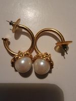 Rings Pearl Metal Gold Plated Jewel Vintage Womens Earrings