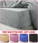 Extra Deep Teddy Bear Fleece Fitted Sheet Cosy Warm Bedsheet Single Double King