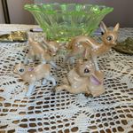 Set Of 4 Cute Vintage Ceramic Bambi/ Fawn Lustre  Figurines