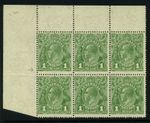 Australia 1924½d sage-green "Secret mark" SG82 & 82b u/m block Cat £160