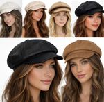 Baker Boy Cap Womens Faux Leather Newsboy Hat Vintage Style