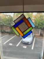 Handmade Stained Glass Geometric Square Suncatcher