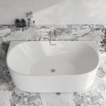 Modern Back to Wall Bath Tub 1700mm White Reinforced Acrylic Bathroom Oval