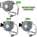 10/15/20m Garden Patio Hose Reel Wall Mounted Retractable Auto Rewind Pipe 180°