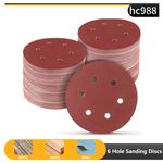 50pcs Sanding Discs 6 Holes Sandpaper Pad Hook & loop Abrasive sander paper Tool