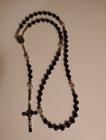 Lapis Lazuli & Crystal Rosary Beads Gemstone 8mm 10mm St Michael medal Benedict