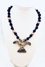 Vintage Alva Museum Reproduction Pre Columbian Lapis Lazuli Eagle Bird Necklace