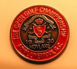 1930 OPEN CHAMPIONSHIP OLD HANDPAINTED GOLF BALL MARKER 1" COIN BOBBY JONES WIN