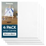 Fineway 4 Pack Blank Canvas 20x20cm Cotton Painting Boards for Acrylic Oil