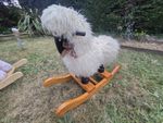 Vintage Rocking Lamb Rocking Horse Real Wool Very Good Condition Fast Despatch