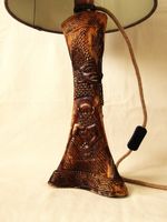 ATQ/VTG Tall African Ashanti Carved Bovine Bone Table Lamp Conversion-Tribal Art