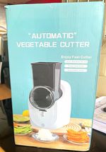 FERNVALE Electric Rotary Vegetable Cutter/Slicer, 3 Blades + Adapter White/Grey