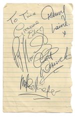 The Moody Blues. All 5 Original Members.  Signed Page 1964/65  Incl Denny Laine