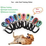 2 Pack Pet Dual Color Oval Dog Training Clicker Trainer with Black Wrist Strap