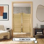 Wooden Pine Western Saloon Doors Slatted Dividers Louvre Swing Doors (Set of 2)