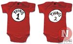 Thing One Thing Two babygrow Red Cotton Twins BabyGro Babysuit baby vest