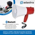 15W Rechargeable Megaphone Portable Handheld With Bluetooth USB/SD & Looper
