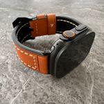Dark Orange Thick Leather Watch Strap Band For NEW Black Apple Watch Ultra 3 2 1