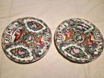 Chinese Porcelain Handpainted Plates, Famille Rose Figures & Floral, Red Mark