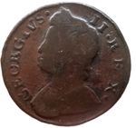 1736 King George II Copper Farthing Coin