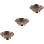 3Pcs Dark Blue Metal Offering Plates Temple Fruit Tray Buddhist Tribute Dish