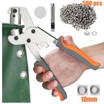 EYELET PLIERS HOLE PUNCH COMPLETE TOOL KIT SET WITH 500PCS 10MM EYELETS CRAFT
