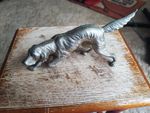 Antique silver-plated Bronze red setter Gundog figure lost-wax-cast