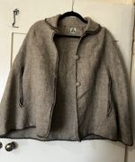 Vintage Matty Grey Cape-Alpaca Wool-One size- Detailing On Collar And Pockets