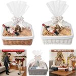 MAKE YOUR OWN HAMPER WICKER WINE FOOD BASKET CELLOPHANE BOW XMAS GIFT SET KIT