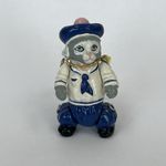 Hantel  Miniature Cat in Sailor Costume With Tag Articulated Pewter Cat