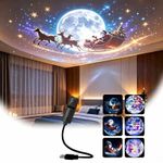 USB LED Christmas Projector Night Light, Portable Black Multicoloured