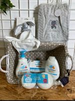 Pure Baby & Baby Dove Baby Gift Basket Grey Elephant Blanket Bunny Comforter